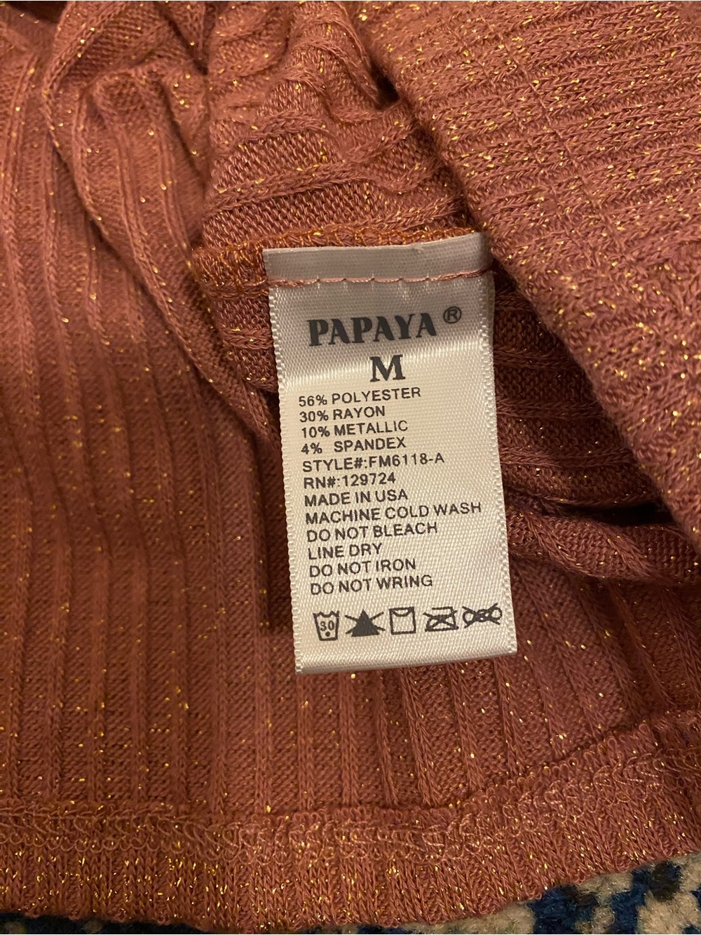Papaya Off-Shoulder Ribbed Long Sleeve in Dusty Rose - Picture 4 of 4